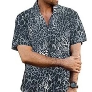 Men's Leopard Print Shirt - Gray